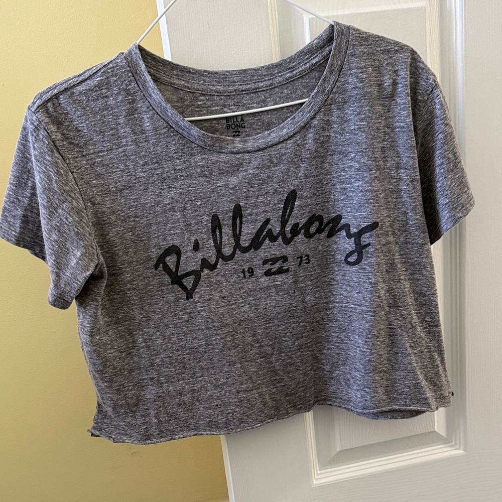 Billabong Charcoal Gray Graphic Crop Tee